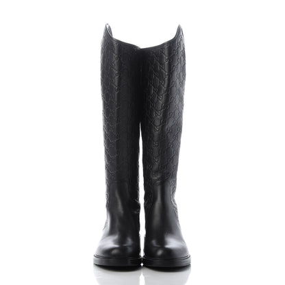 Gucci Guccissima Calfskin Miro Soft Knee High Riding Boots 39 Black 2 of 9