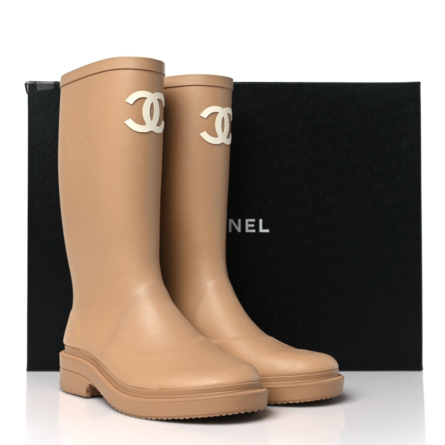 Chanel Caoutchouk CC High Boots 36 Beige 9 of 9