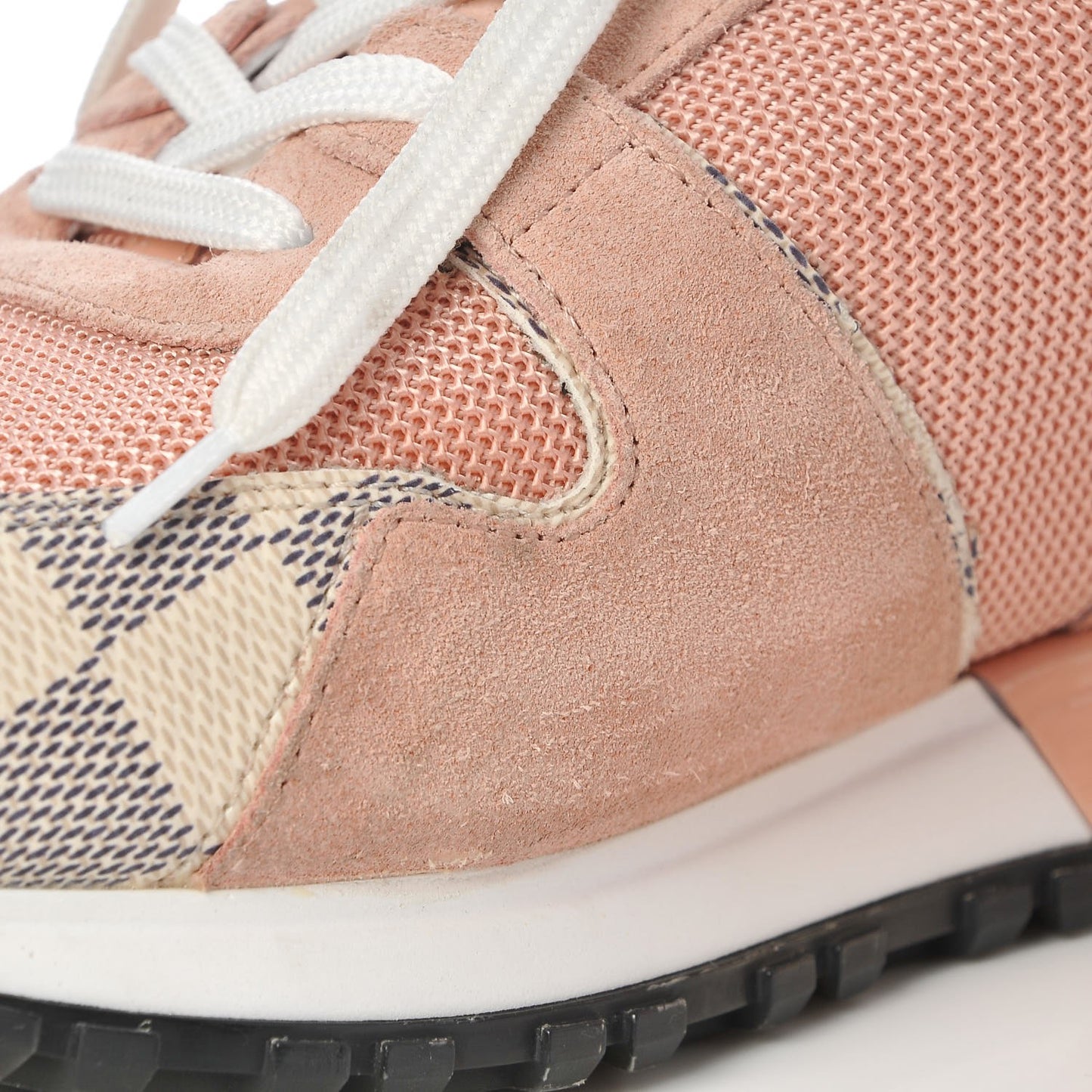 Suede Damier Azur Run Away Sneakers 38 Pink