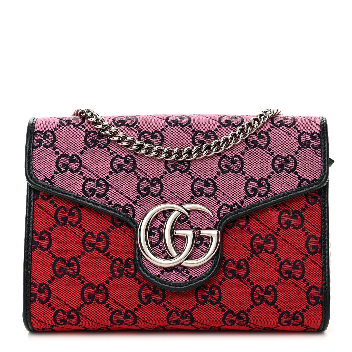 Monogram Multicolor Matelasse Diagonal GG Marmont Chain Wallet Red Blue Pink Green
