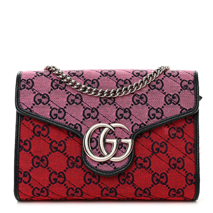 Gucci Monogram Multicolor Matelasse Diagonal GG Marmont Chain Wallet Red Blue Pink Green 1 of 19