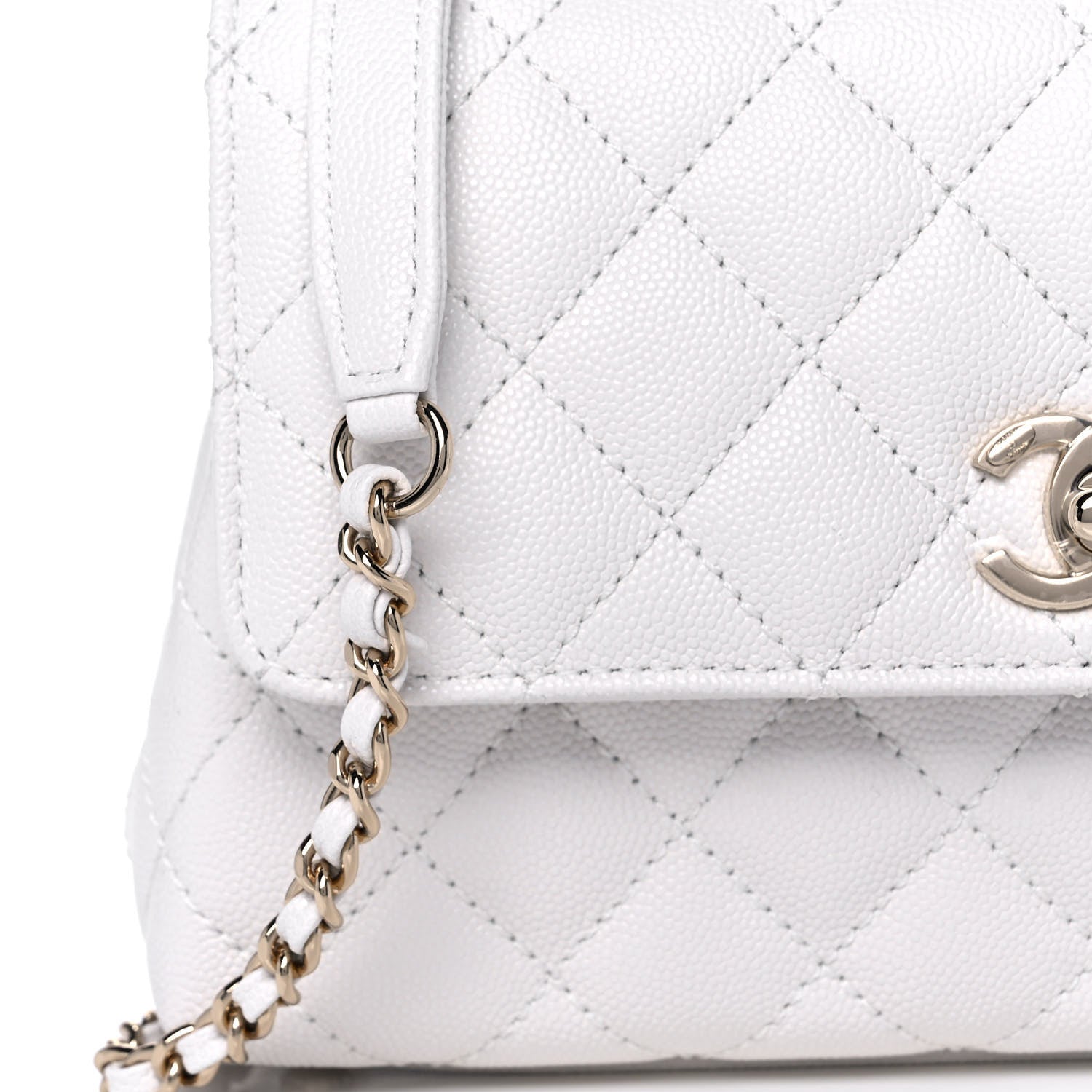 Chanel Caviar Quilted Mini Coco Handle Flap White 9 of 12