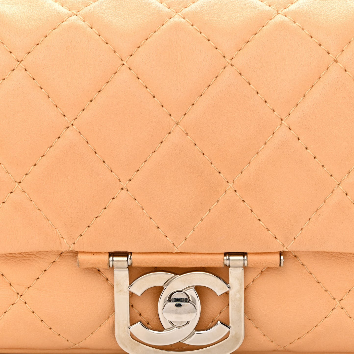 Lambskin Quilted Medium Icons Secret Label Flap Beige
