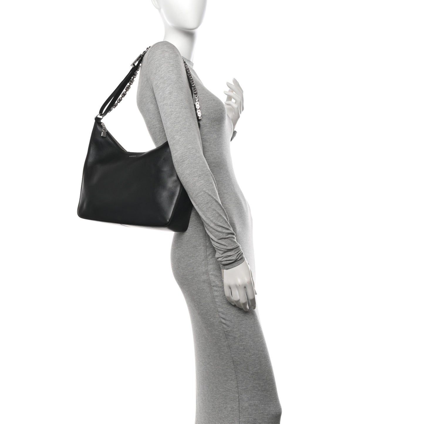 Smooth Calfskin Medium Moon Cut Out Shoulder Bag Black