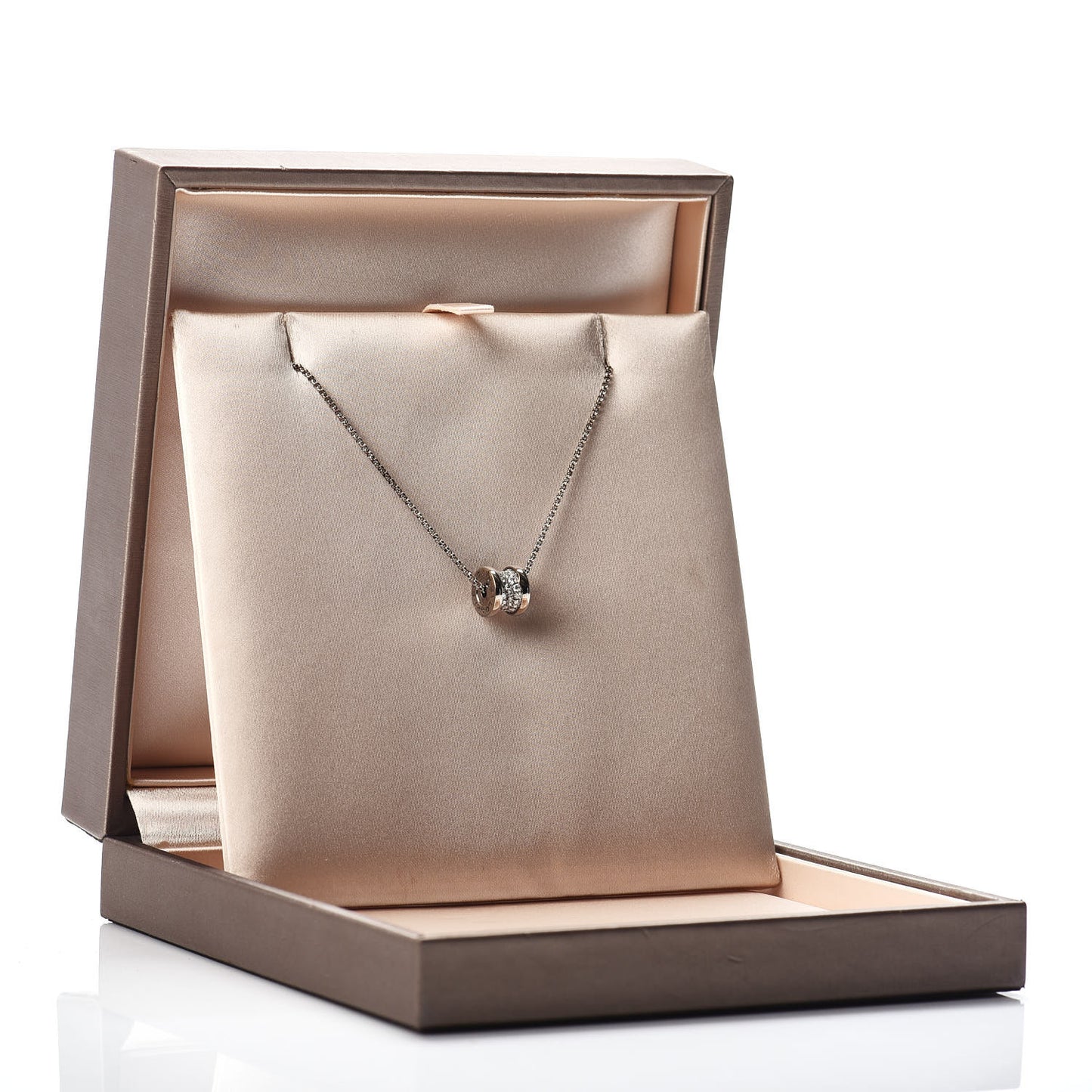 18K White Gold Diamond Small B.Zero1 Pave Pendant Necklace