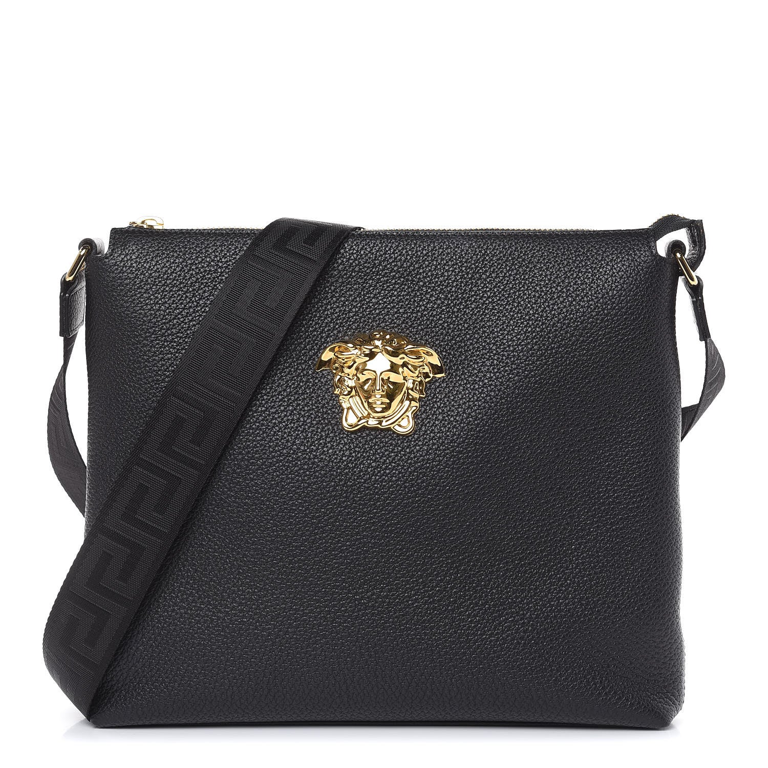 Versace Grained Calfskin Medusa Messenger Bag Black 1 of 8
