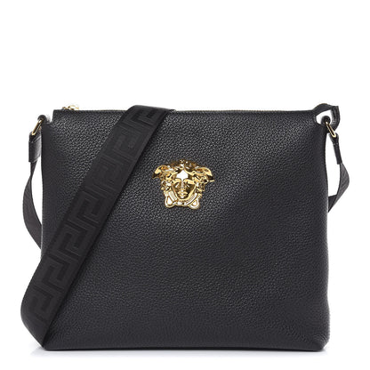 Versace Grained Calfskin Medusa Messenger Bag Black 1 of 8
