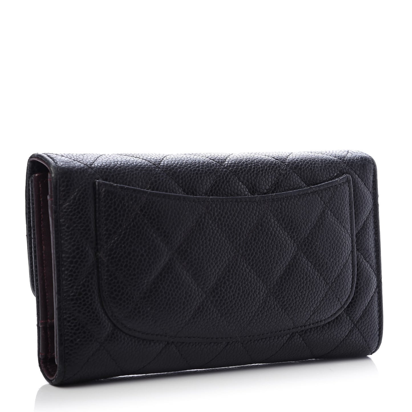 Caviar Quilted Large Flap Wallet Black