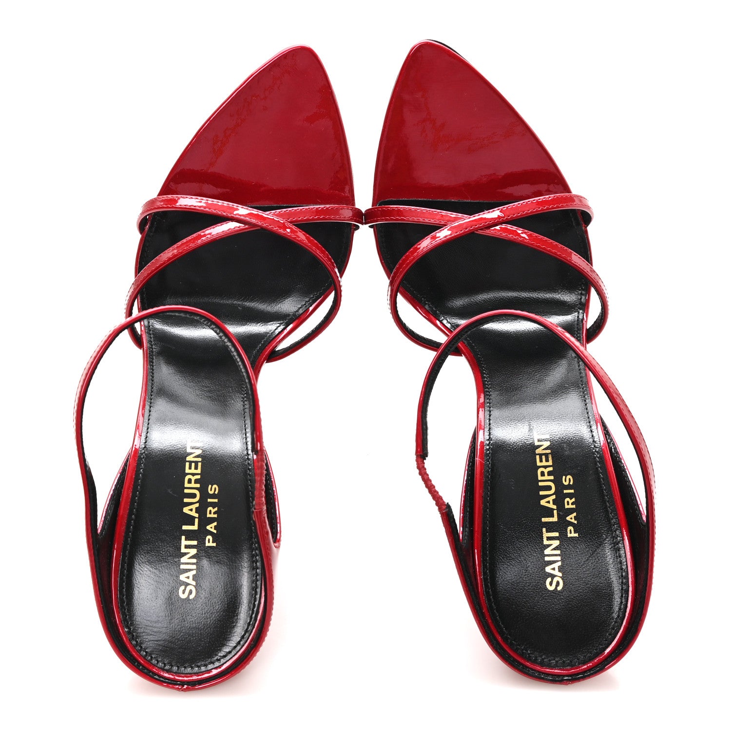 Saint Laurent Patent Gippy Crisscross Mule Sandals 37 Red 2 of 9