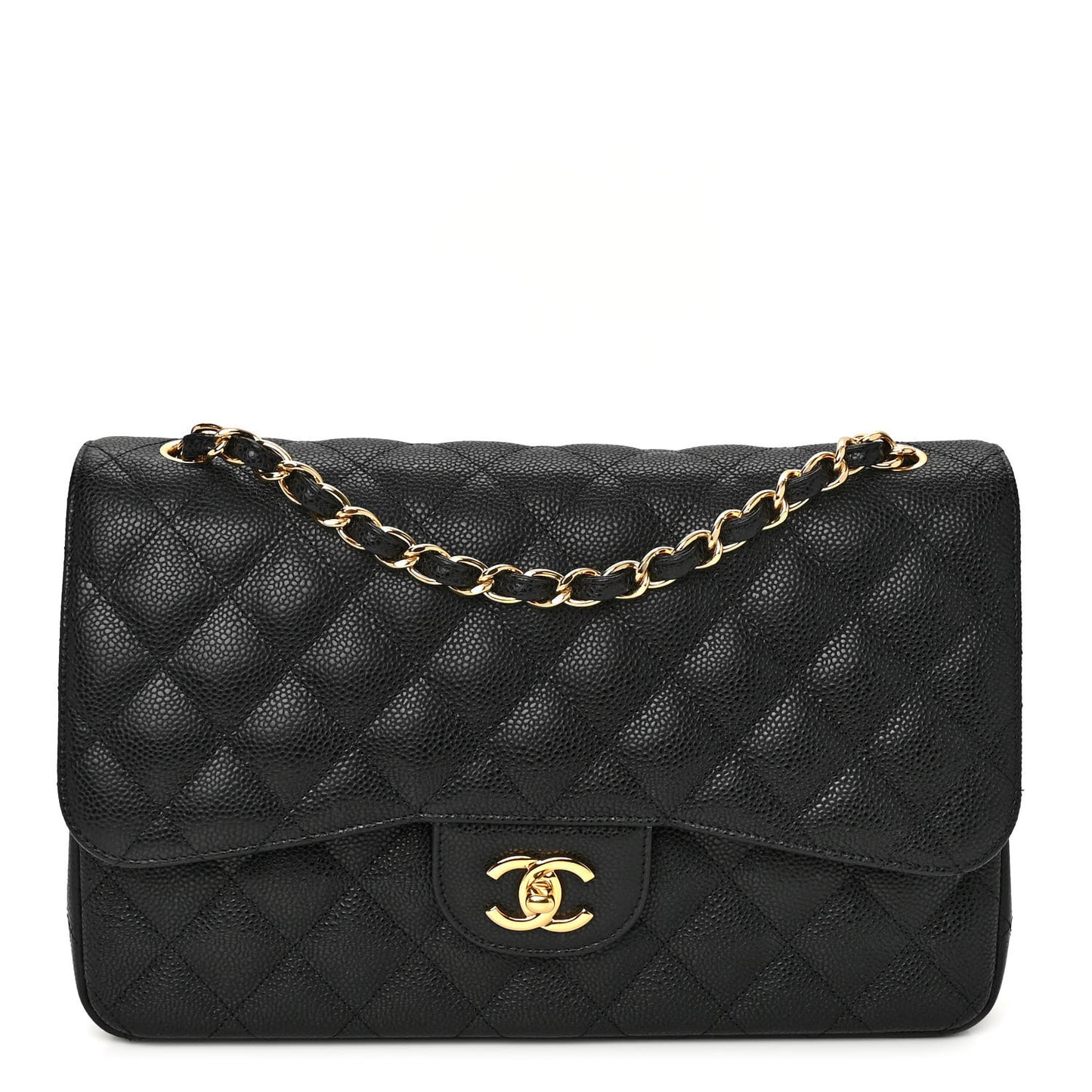 Caviar Quilted Jumbo Double Flap Black