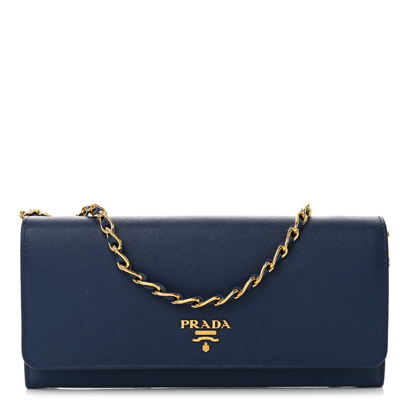 Saffiano Metal Oro Chain Wallet Bleutte
