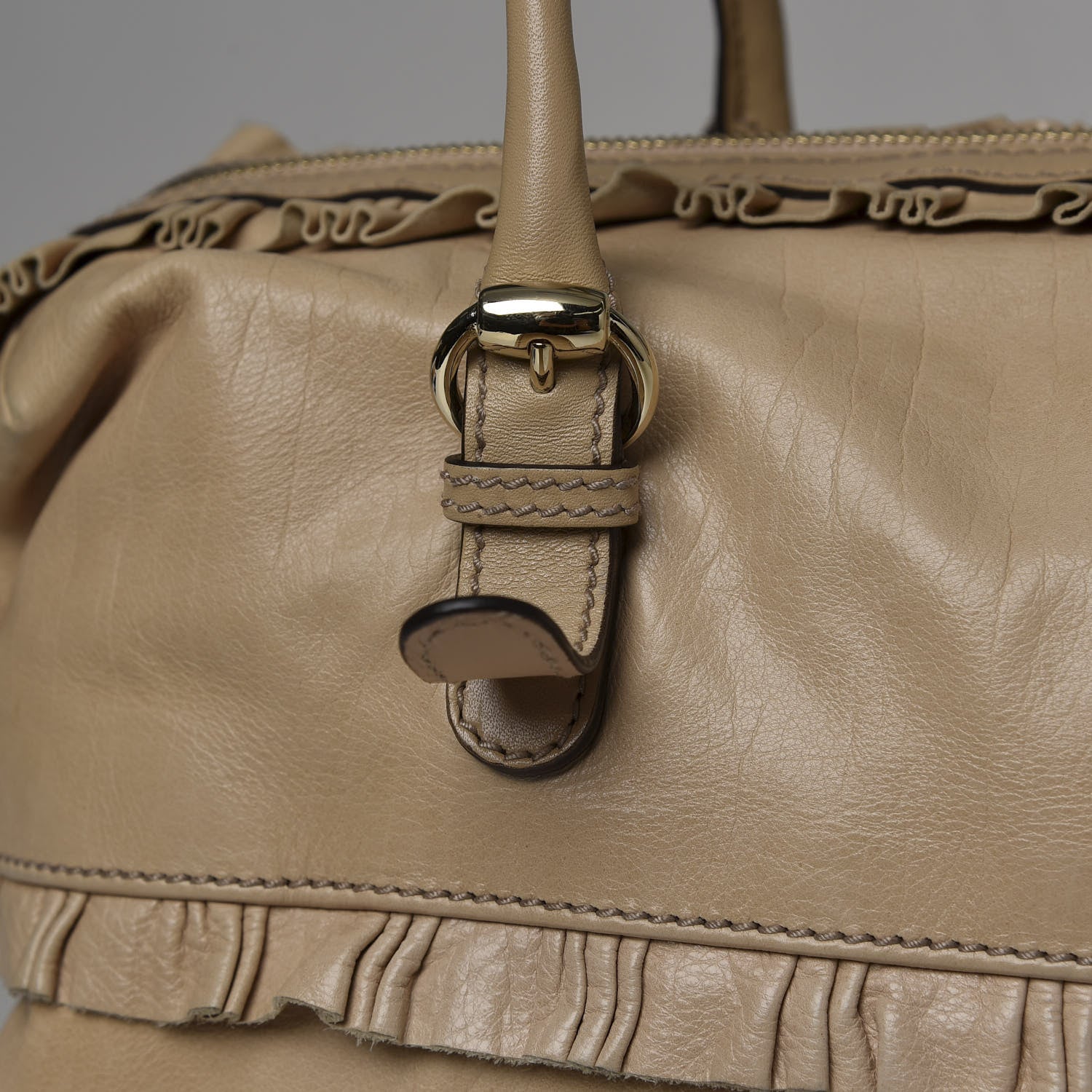 Gucci Calfskin Ruffle Medium Sabrina Boston Tote Nude 13 of 15