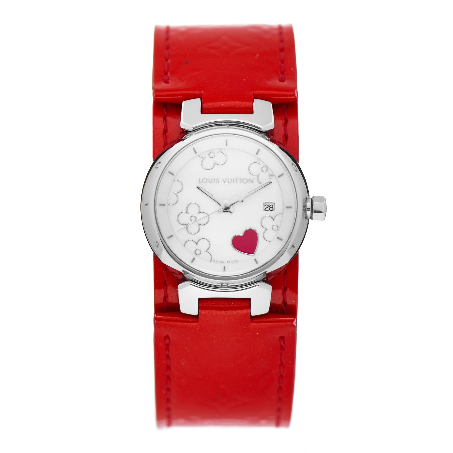 Louis Vuitton Stainless Steel Vernis 28mm Tambour Lovely Heart Quartz Watch 1 of 5