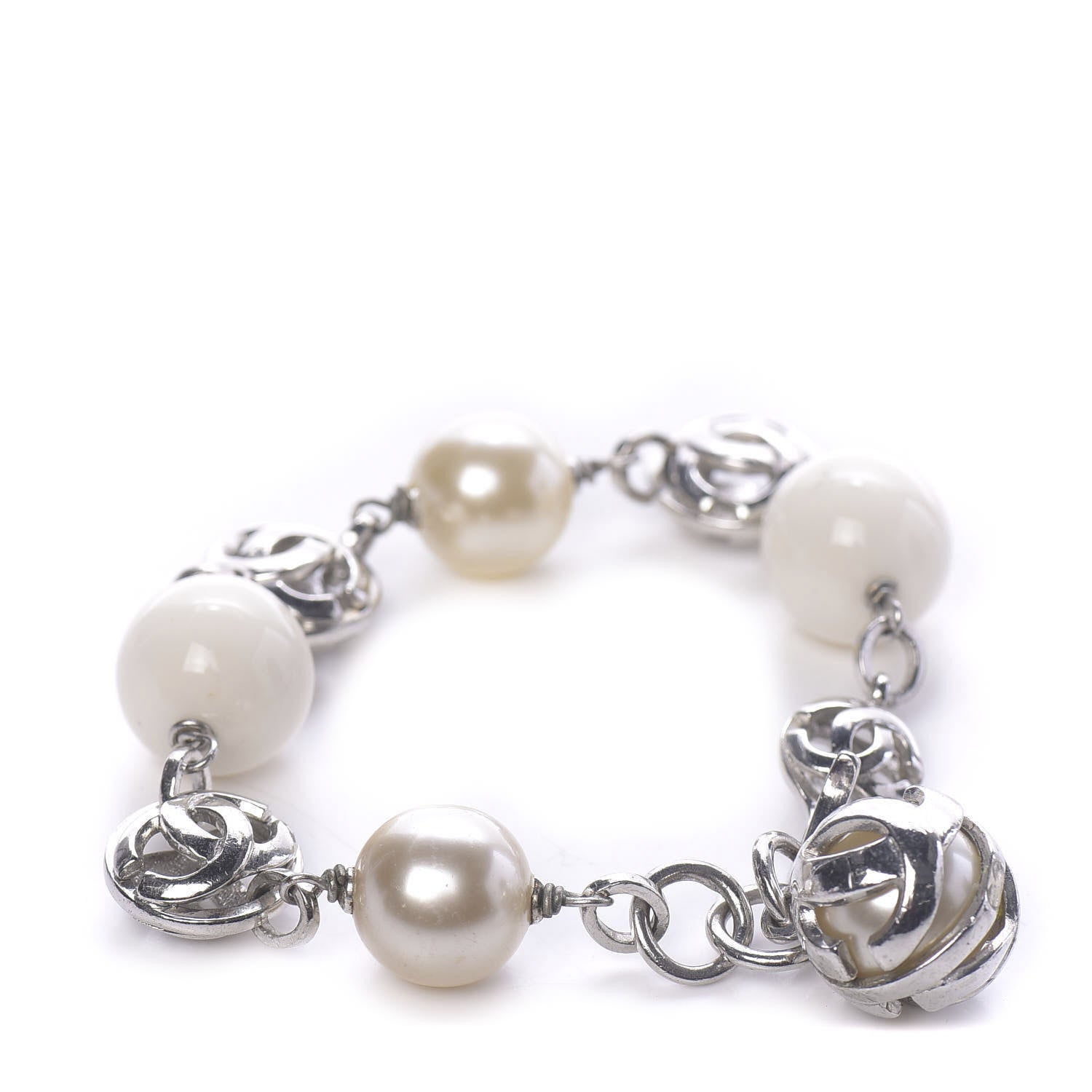 Chanel Metal Pearl Bracelet Silver 1 of 4