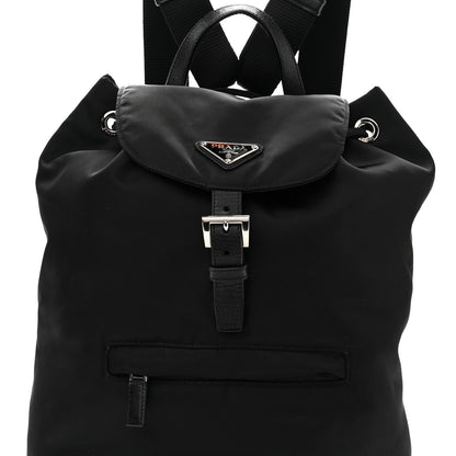 Prada Nylon Vela Saffiano Medium Cinch Backpack Black 8 of 10