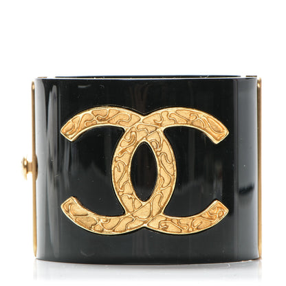 Chanel Resin CC Cuff Black Gold 1 of 5