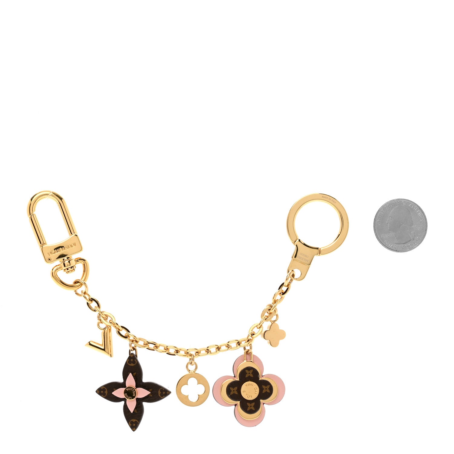 Louis Vuitton Brass Monogram Blooming Flowers Bag Charm Key Holder Rose Ballerine 2 of 3
