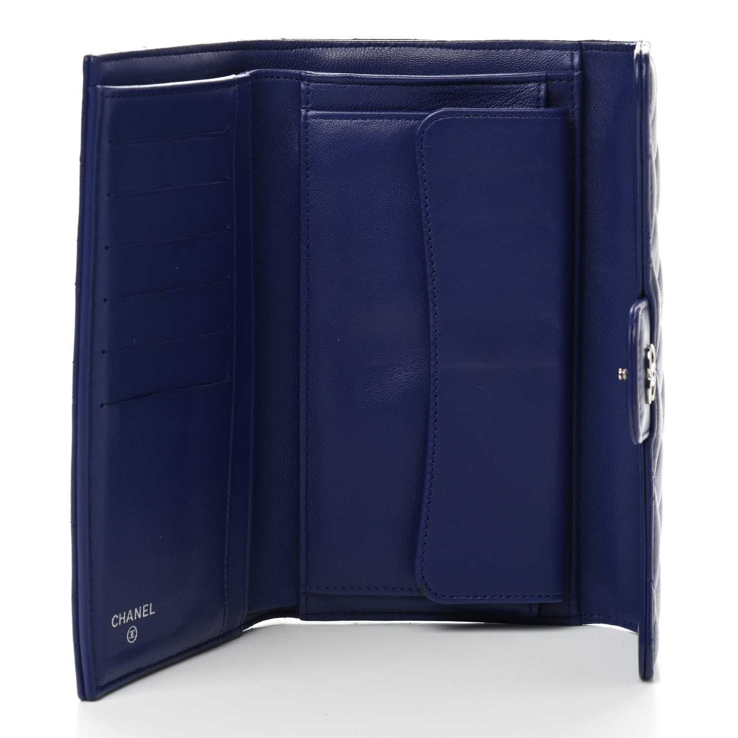 Chanel Lambskin Quilted Large Flap Wallet Navy 5 of 8
