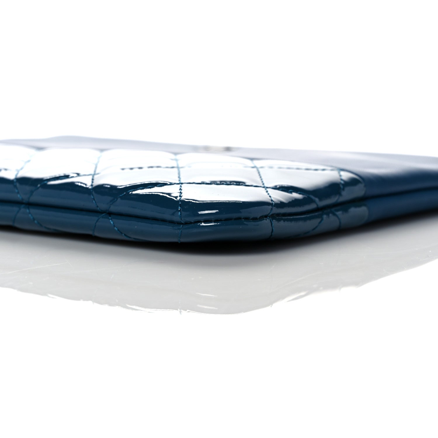 Chanel Calfskin Patent Quilted Medium Cosmetic Case Navy Blue 9 of 13