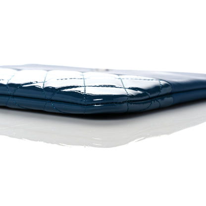 Chanel Calfskin Patent Quilted Medium Cosmetic Case Navy Blue 9 of 13