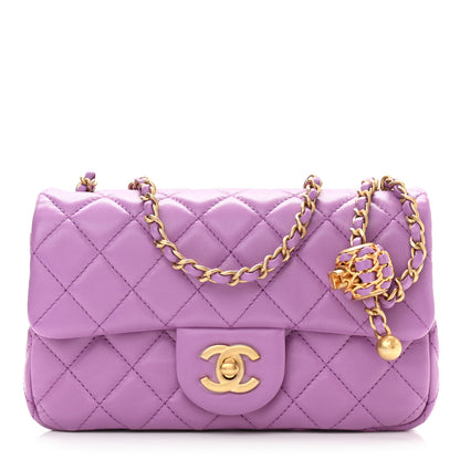 Chanel Lambskin Quilted Mini Rectangular Pearl Crush Flap Purple 1 of 9