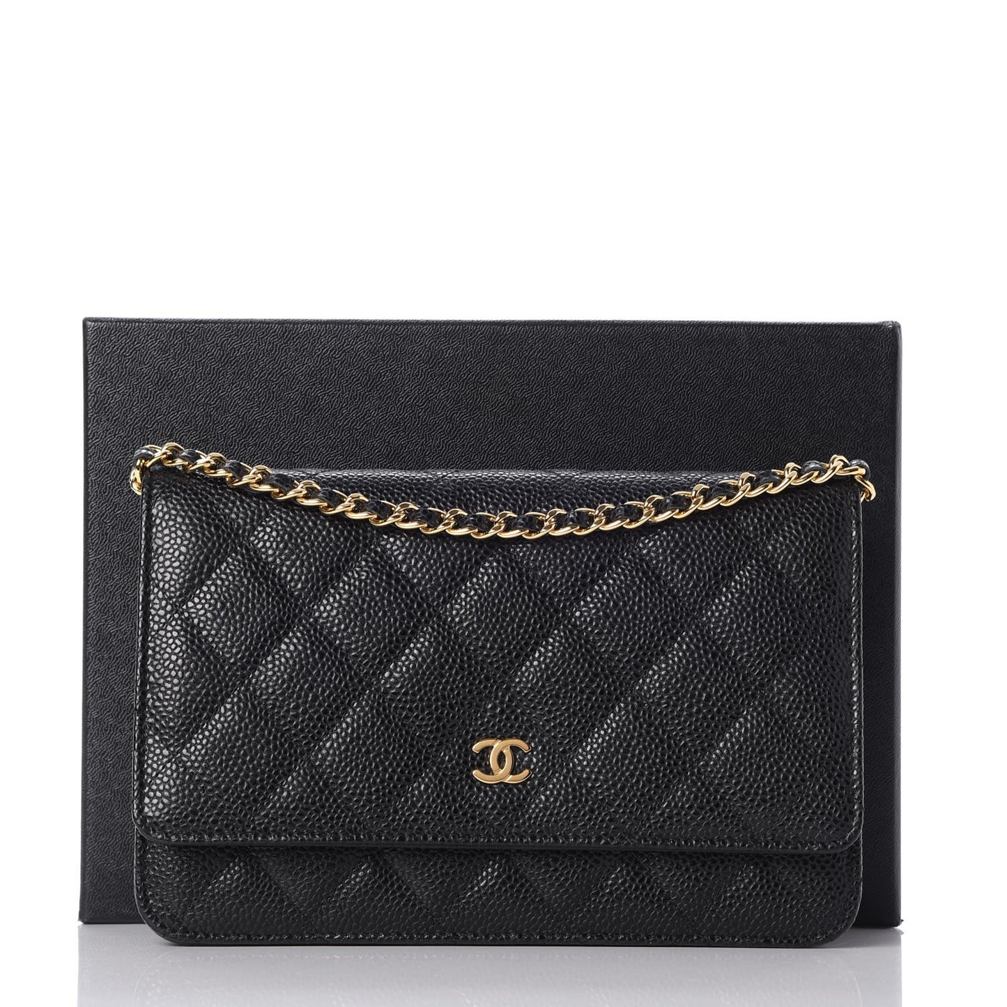 Caviar Quilted Wallet On Chain WOC Black