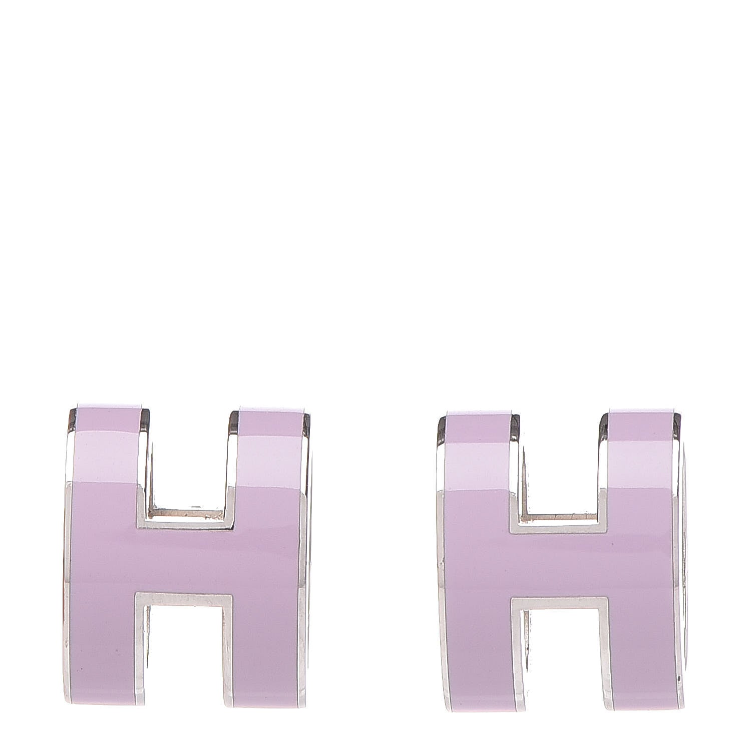Hermes Silver Lacquered Pop H Earrings Rose Candeur 1 of 5