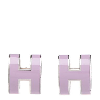 Hermes Silver Lacquered Pop H Earrings Rose Candeur 1 of 5