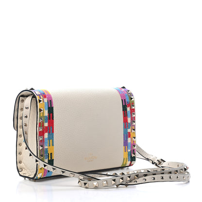 Valentino Garavani Pebbled Calfskin Embroidered Medium Rockstud Flip Lock Crossbody Bag Ivory 2 of 7