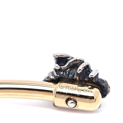 Gucci 18K Yellow Gold Sterling Silver Gray Diamond Le Marche Des Merveilles Bee Cuff Bracelet 4 of 5