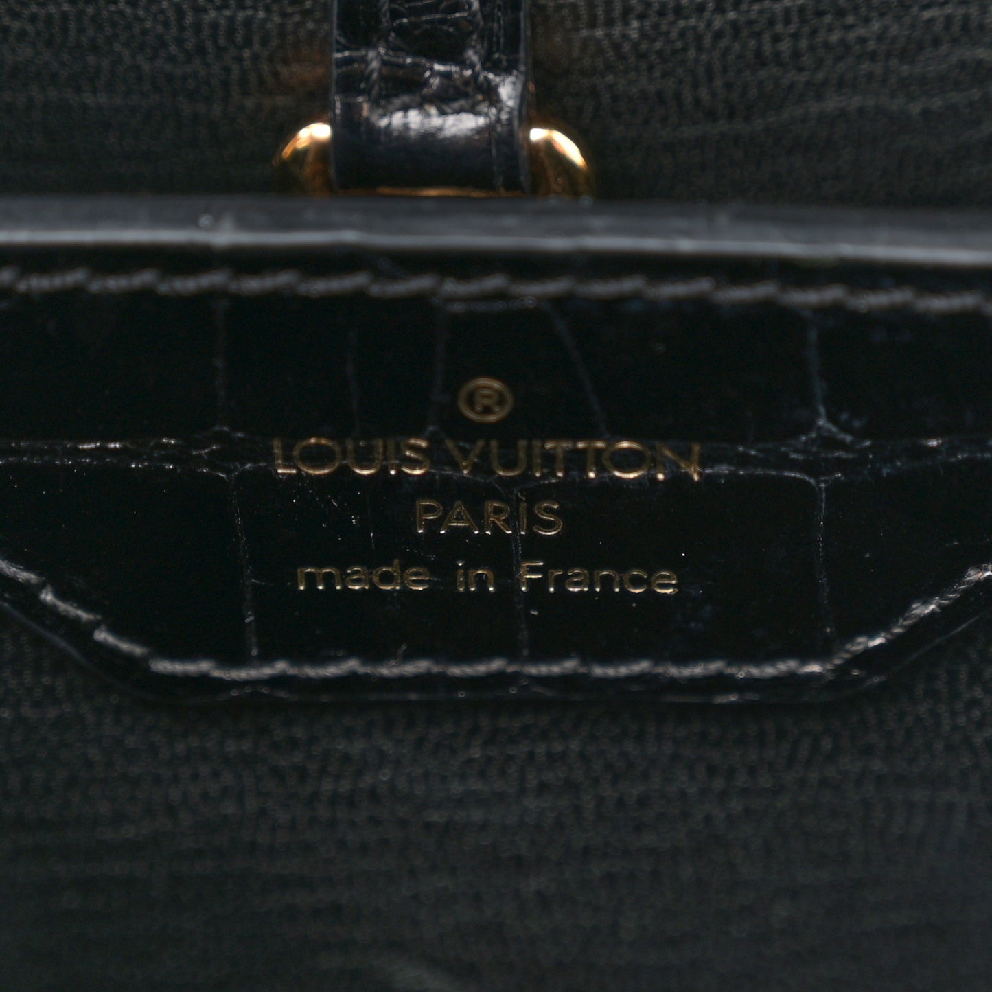 Brilliant Alligator Capucines PM Black