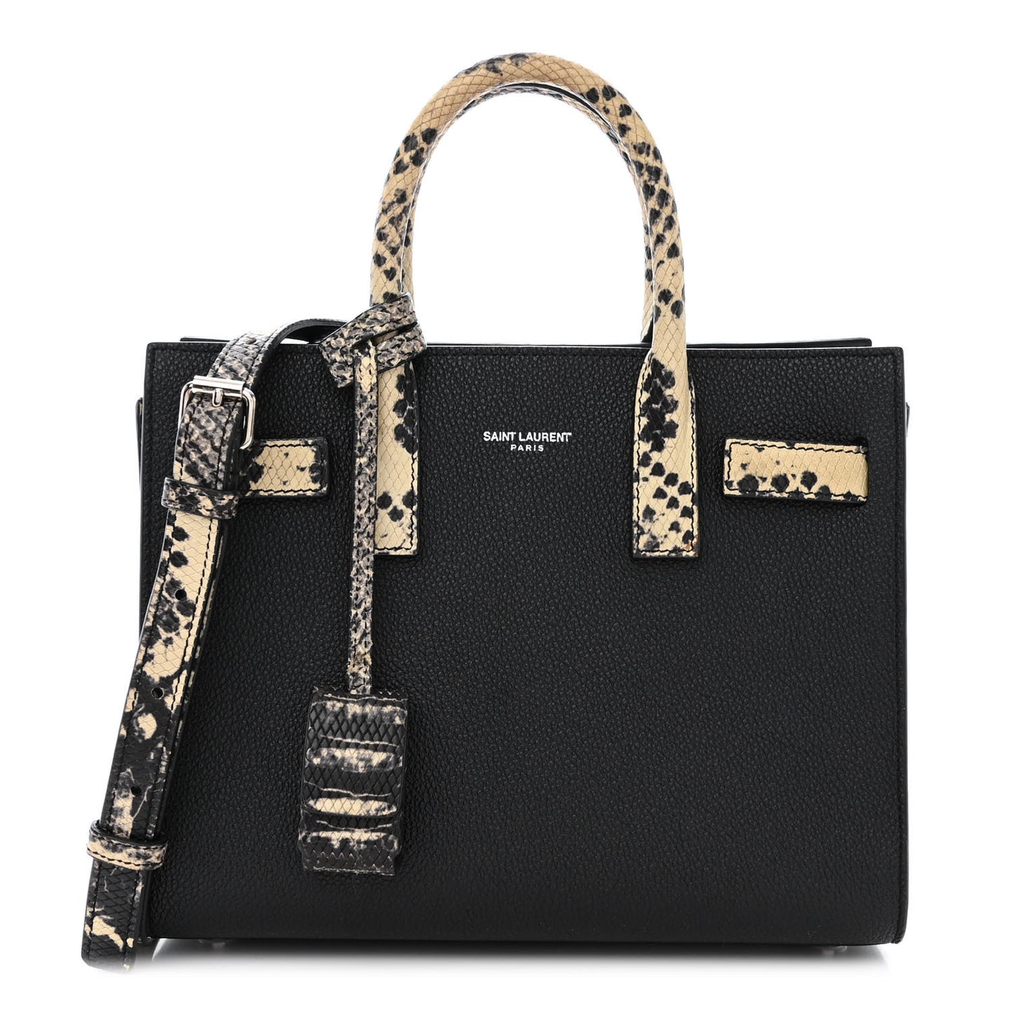 Grained Calfskin Python Embossed Nano Sac De Jour Black