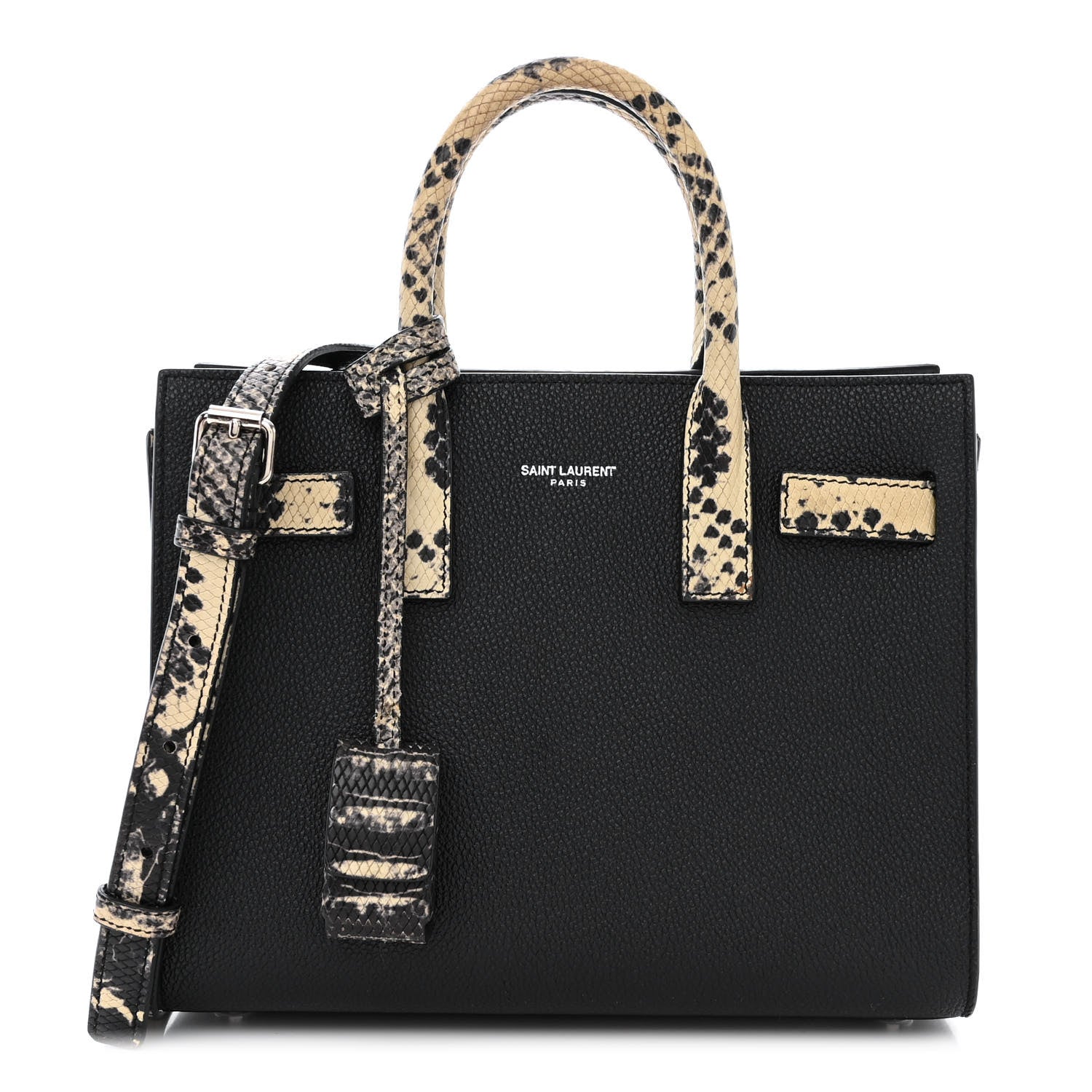 Saint Laurent Grained Calfskin Python Embossed Nano Sac De Jour Black 1 of 14