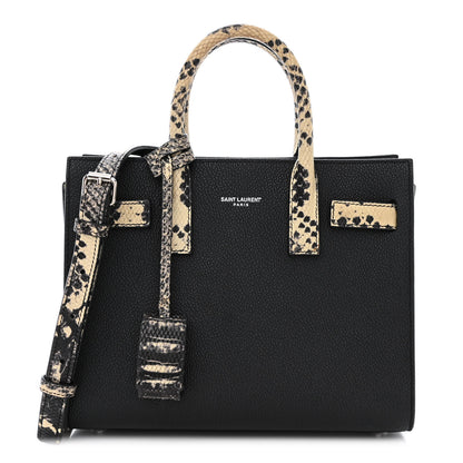 Saint Laurent Grained Calfskin Python Embossed Nano Sac De Jour Black 1 of 14