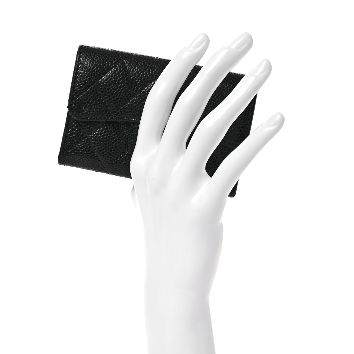 Caviar Quilted Flap Card Holder Black