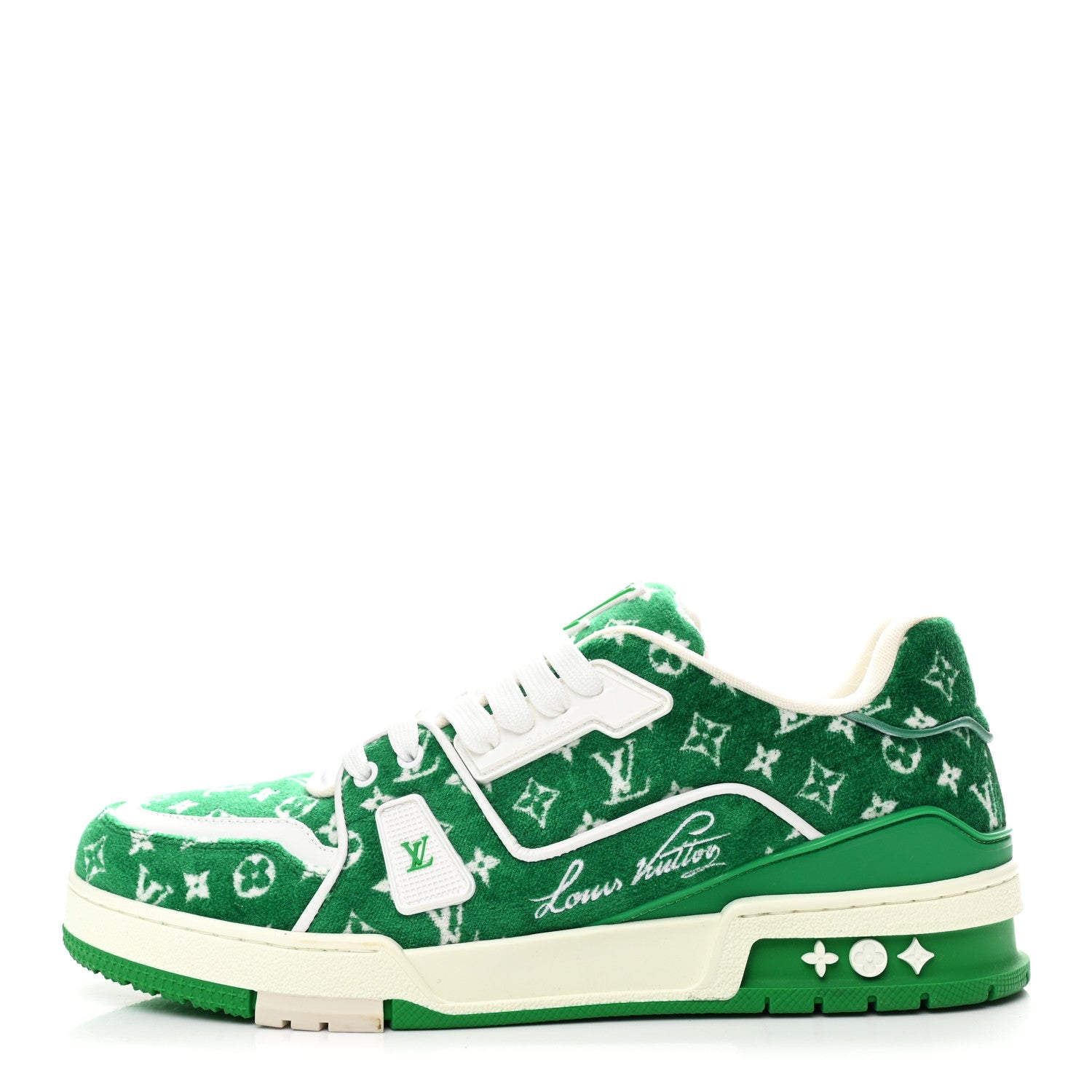 Louis Vuitton Jacquard Velvet Monogram Mens LV Trainer Sneakers 9 Vert 1 of 10