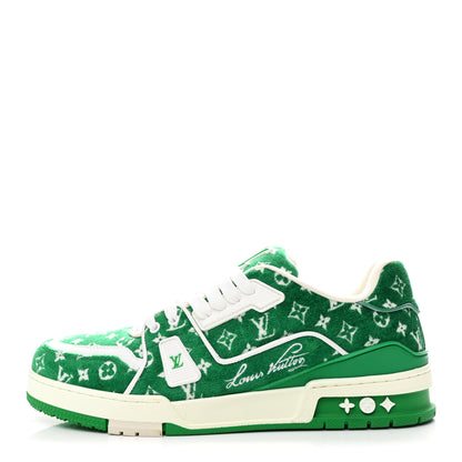 Louis Vuitton Jacquard Velvet Monogram Mens LV Trainer Sneakers 9 Vert 1 of 10