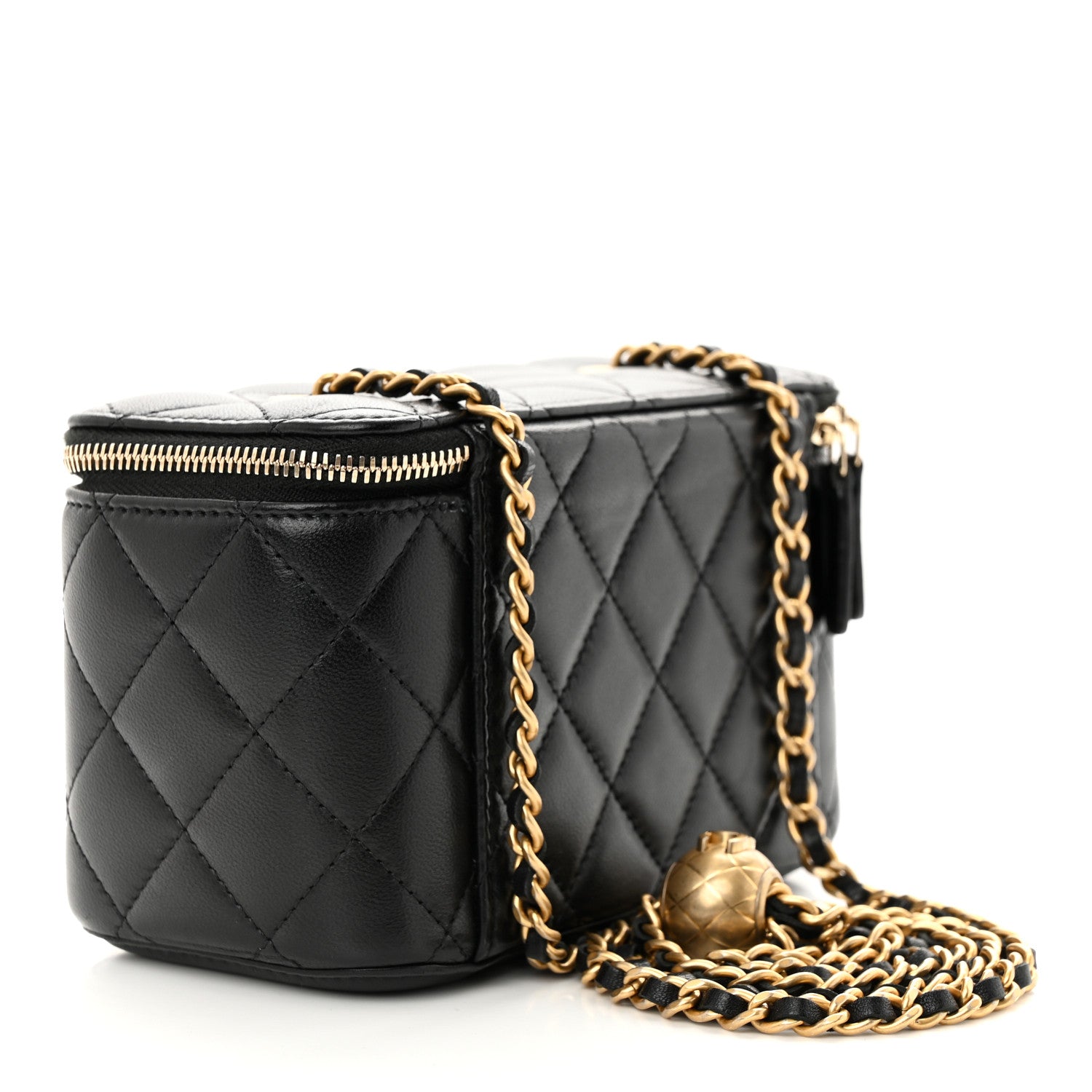 Chanel Lambskin Quilted Pearl Crush Small Vanity Case With Chain Black 3 of 13