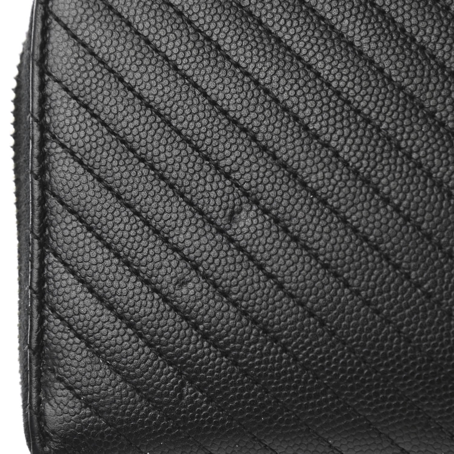 Chanel Caviar Chevron Quilted Large Gusset Zip Around Wallet Black 10 of 11