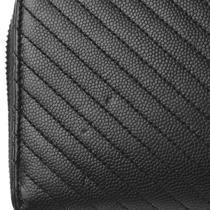 Chanel Caviar Chevron Quilted Large Gusset Zip Around Wallet Black 10 of 11