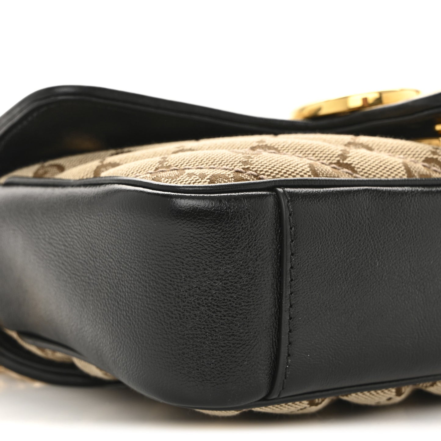 Monogram Matelasse Diagonal Mini GG Marmont Shoulder Bag Beige Black
