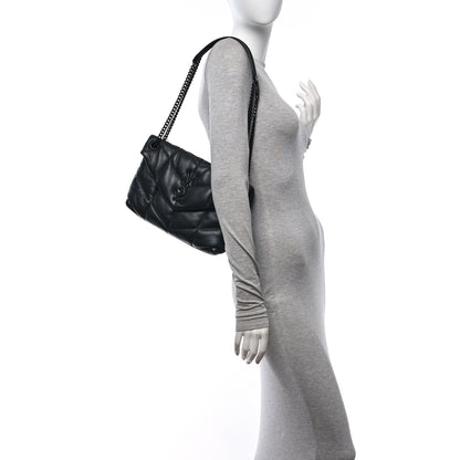 Saint Laurent Lambskin Quilted Monogram Monochrome Small Loulou Puffer Chain Satchel Black 2 of 11
