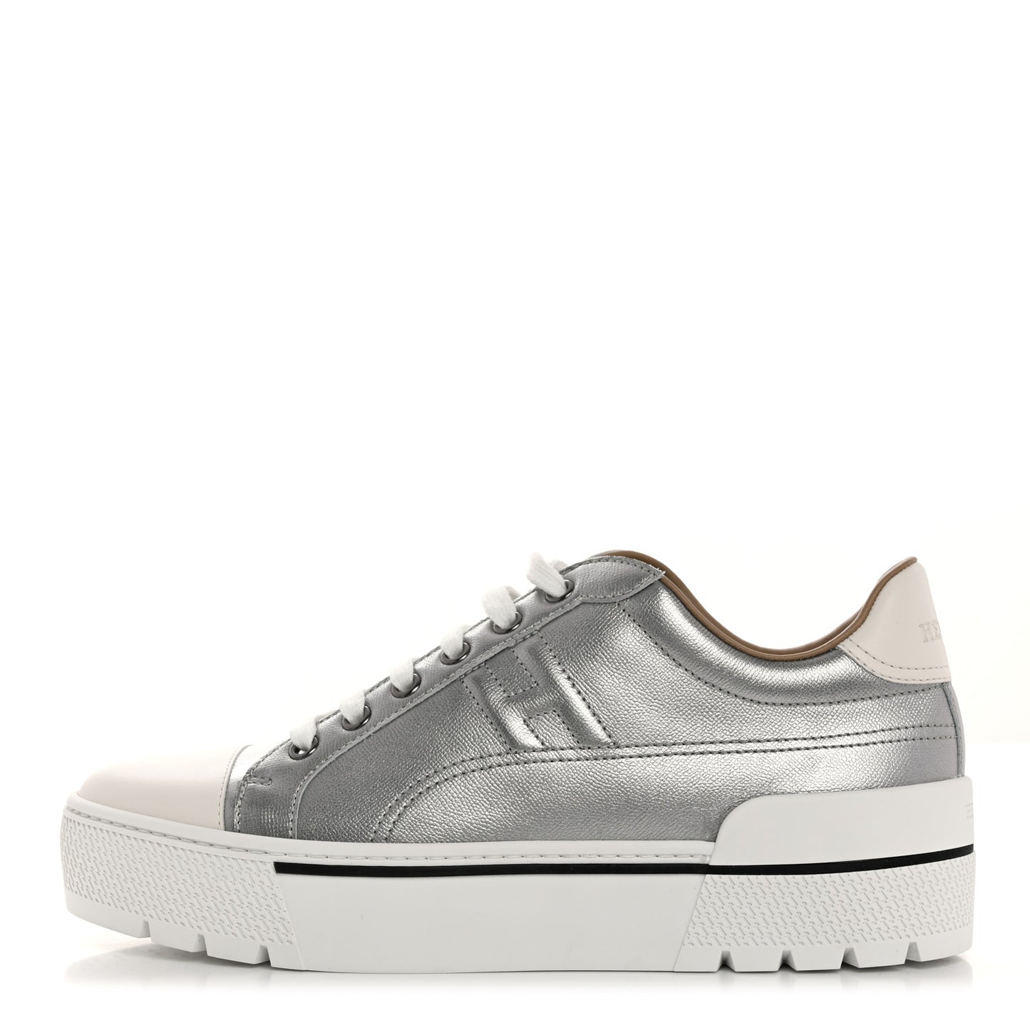 Metallic Madame Calfskin Womens Voltage Sneakers 39 Gris Argente