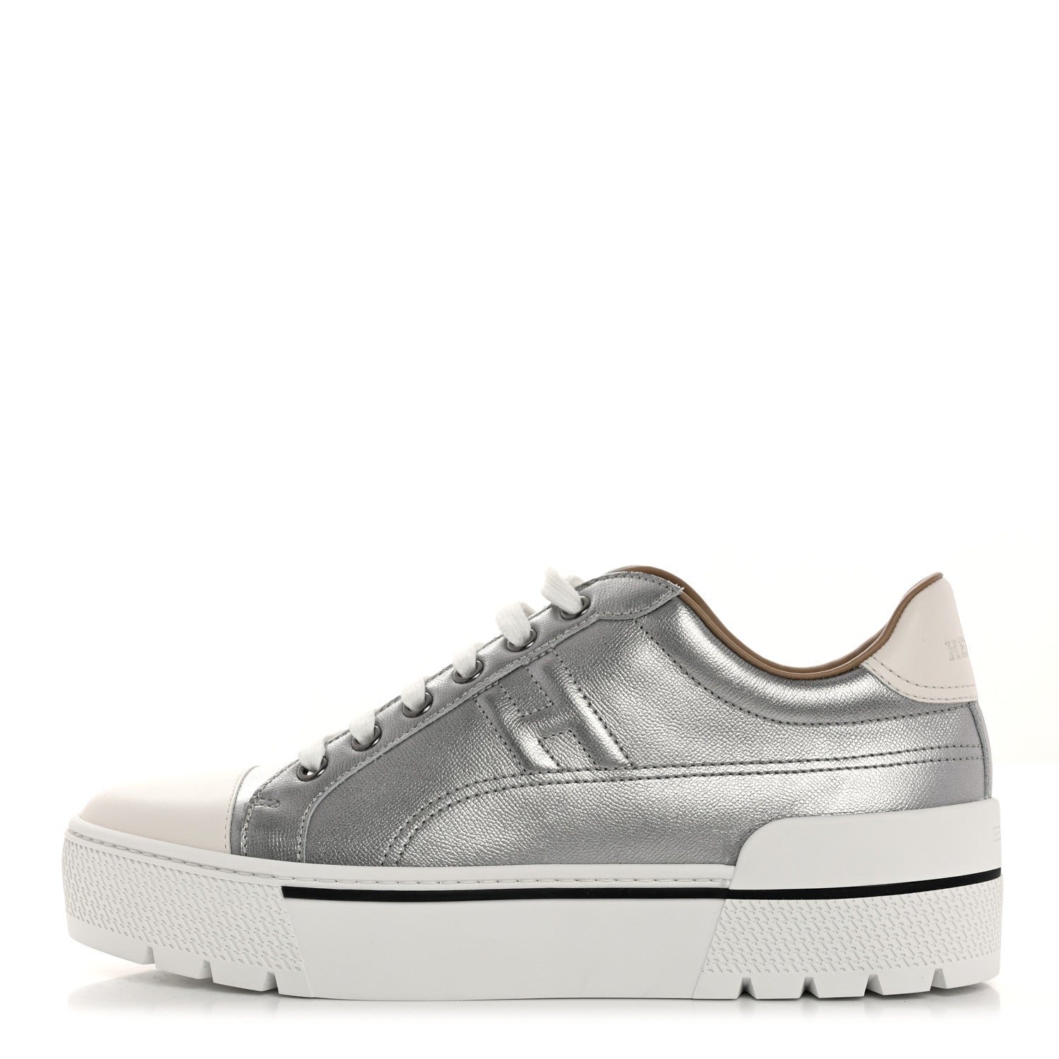 Hermes Metallic Madame Calfskin Womens Voltage Sneakers 39 Gris Argente 1 of 9