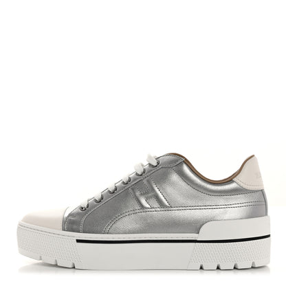 Hermes Metallic Madame Calfskin Womens Voltage Sneakers 39 Gris Argente 1 of 9