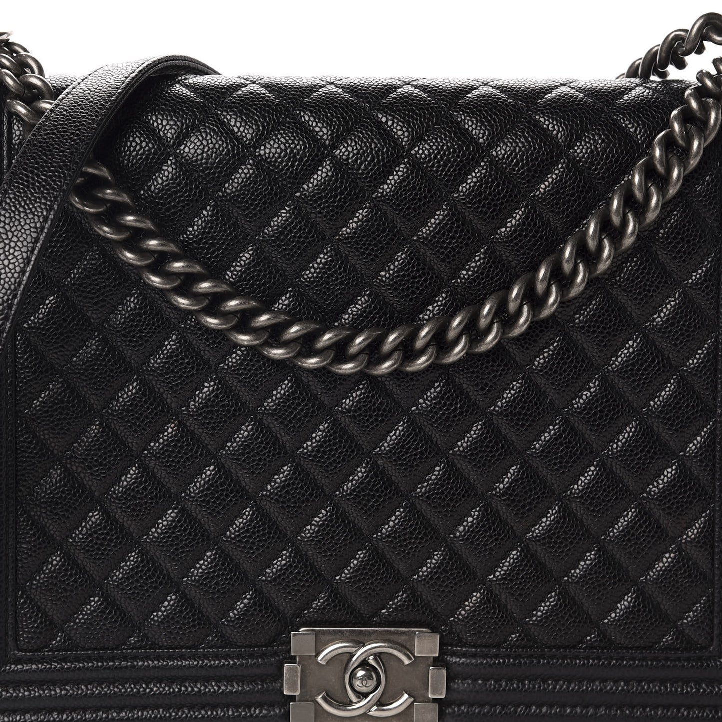 Caviar Quilted Large Boy Flap Black
