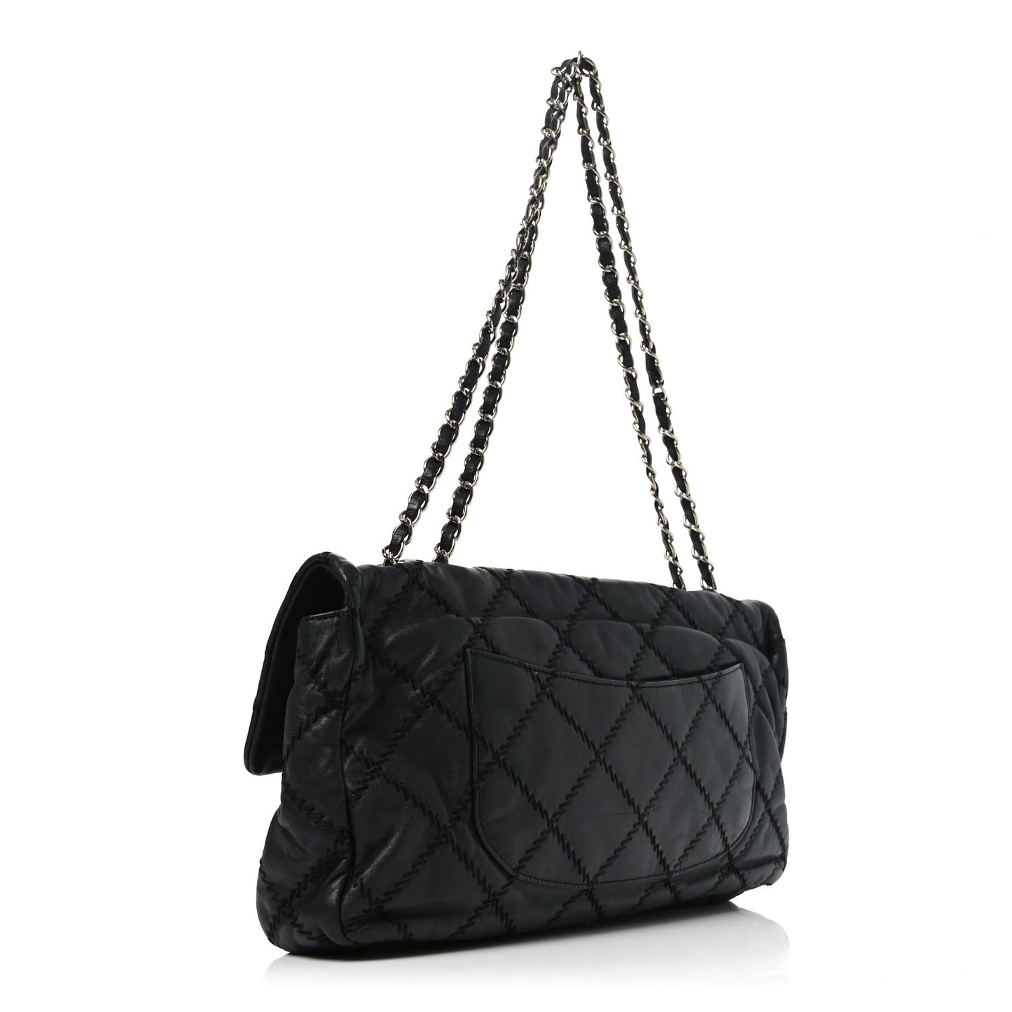 Lambskin Ultimate Stitch Maxi Flap Black