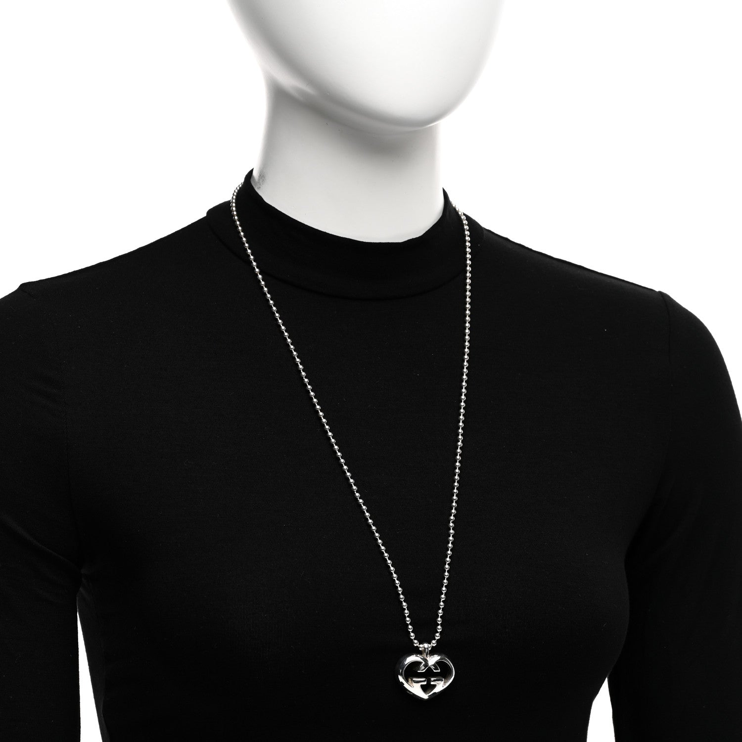 Gucci Sterling Silver Britt Heart Pendant Necklace 2 of 6