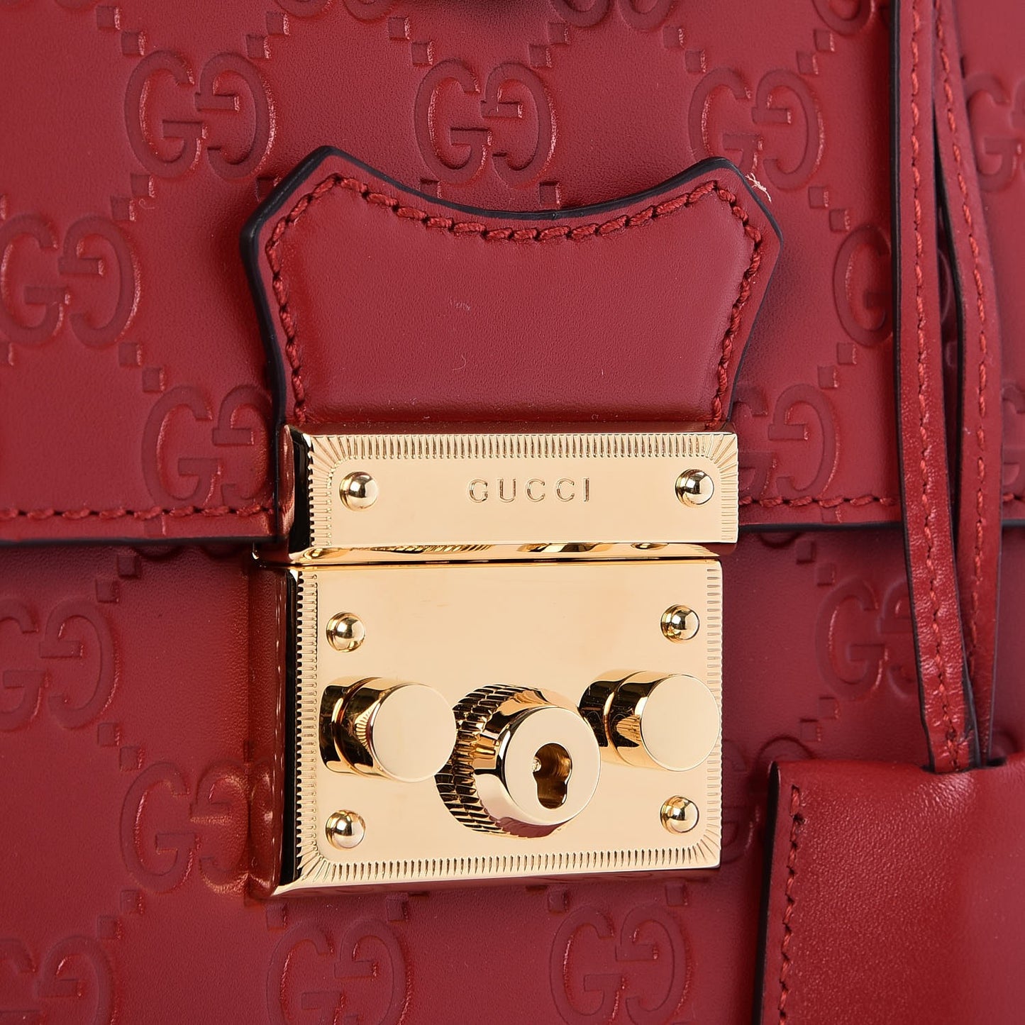 Guccissima Signature Padlock Backpack Hibiscus Red