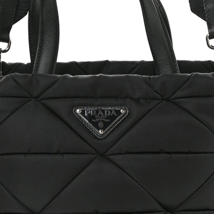 Prada Re-Nylon Nappa Triangle Quilted Padded Double Handled Zip Pocket Tote Black 10 of 12